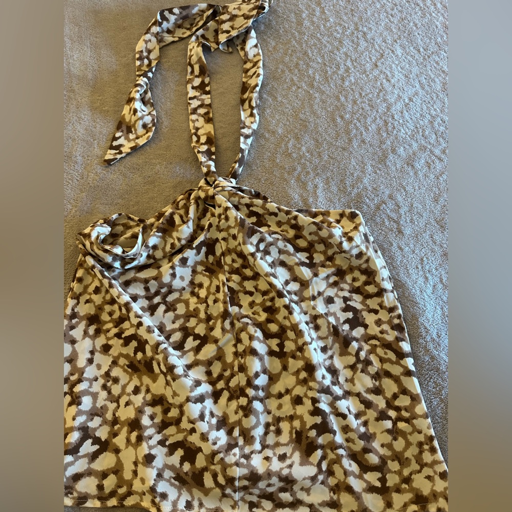 ACOA vici Brown and Cream Patterned Halter Top